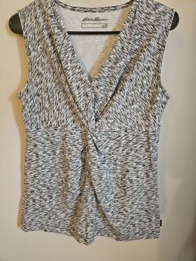 Eddie Bauer Heather Gray Twist-Front V-Neck Tank